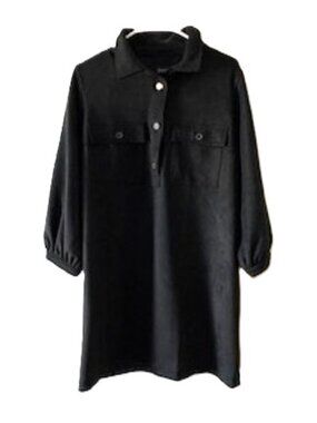 Gap Black Faux Suede Long Sleeve Dress